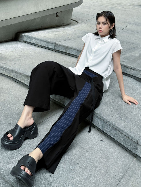 Stripe Panel Wide Pants